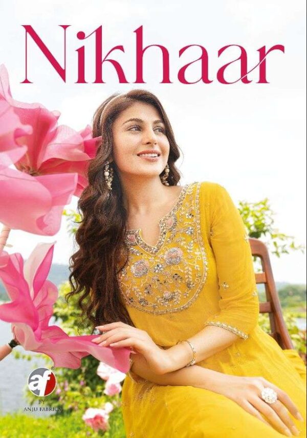 anju fabric nikhaar 7181 7184 series viscose georgette anarkali dress with dupatta wholesaler 2022 11 12 15 03 24