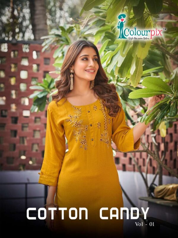 colourpix cotton candy vol 1 1001 1006 series fancy viscose rayon kurtis catalogue manufacturer surat 7 2023 01 27 17 01 54