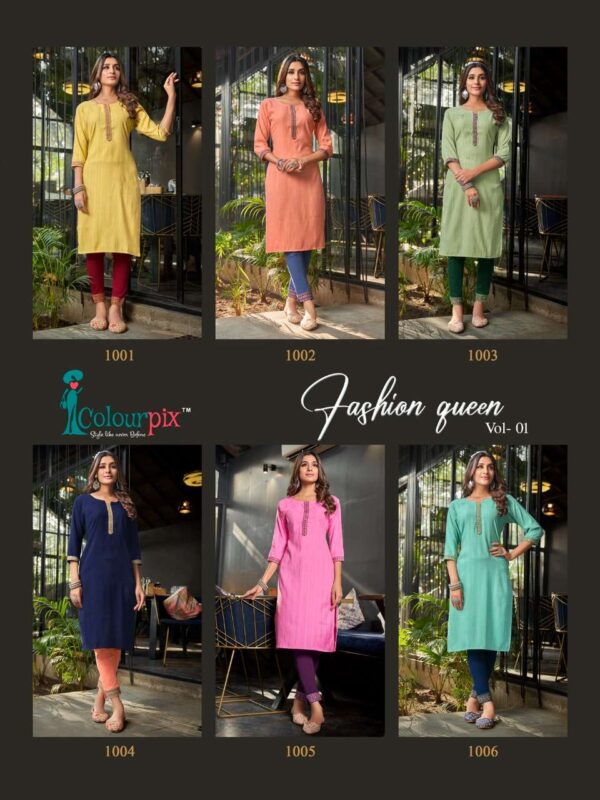 colourpix fashion queen vol 1 1001 1006 series stylish designer kurti and pant catalogue latest collection surat 8 2023 01 19 18 34 49