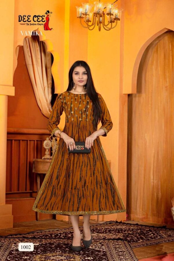 deecee vamika full flared long naira cut kurtis catalogue online supplier surat 2023 01 24 13 37 29