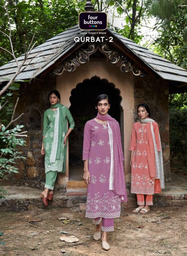 four buttons qurbat vol 2 3011 3016 series heavy lakhnawi embroidred work kurtis catalogue online supplier surat 2023 01 20 16 42 08