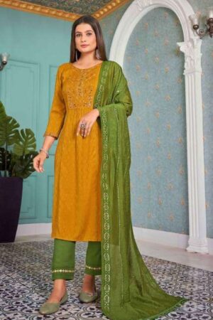 kalaroop jasmeen 13592 13597 series fancy rayon kurti and pant with dupatta catalogue online exporter surat 2023 01 20 16 06 15