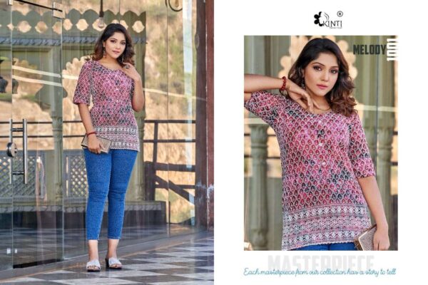 kinti fashion melody rayon slub tie dye with luckhnawi work kurti manufacturer surat 6 2023 01 19 15 36 42