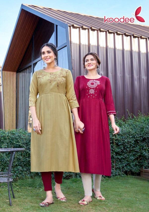koodee morni vol 1 1001 1006 series fancy work designer only kurtis catalogue latest collection 2 2023 01 21 15 11 54