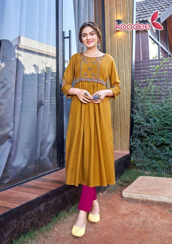 koodee morni vol 1 1001 1006 series fancy work designer only kurtis catalogue latest collection 4 2023 01 21 15 11 54