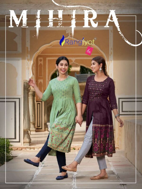 mihira by rangjyot desginer naira cut kurti collection 2023 01 06 11 52 48