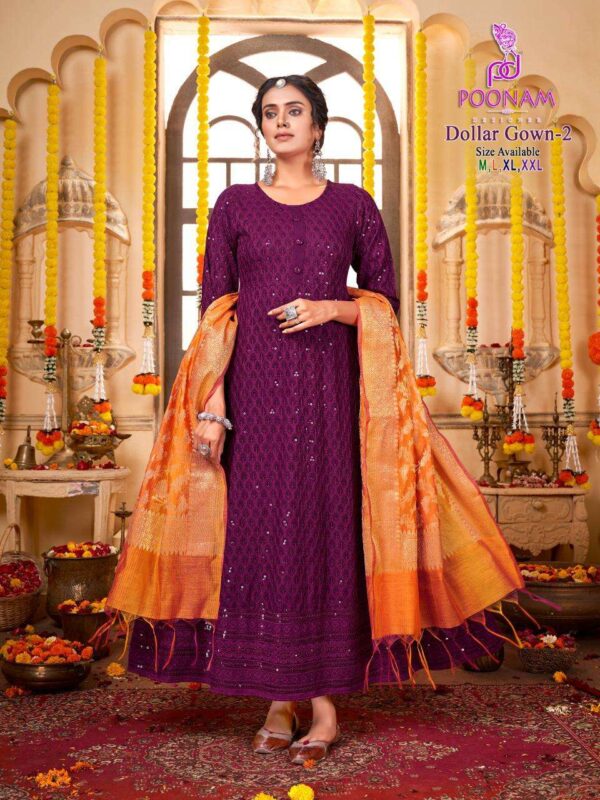 poonam designer dollar gown vol 2 1001 1008 stylish designer gown with dupatta catalogue at best price surat 3 2023 01 20 17 16 43