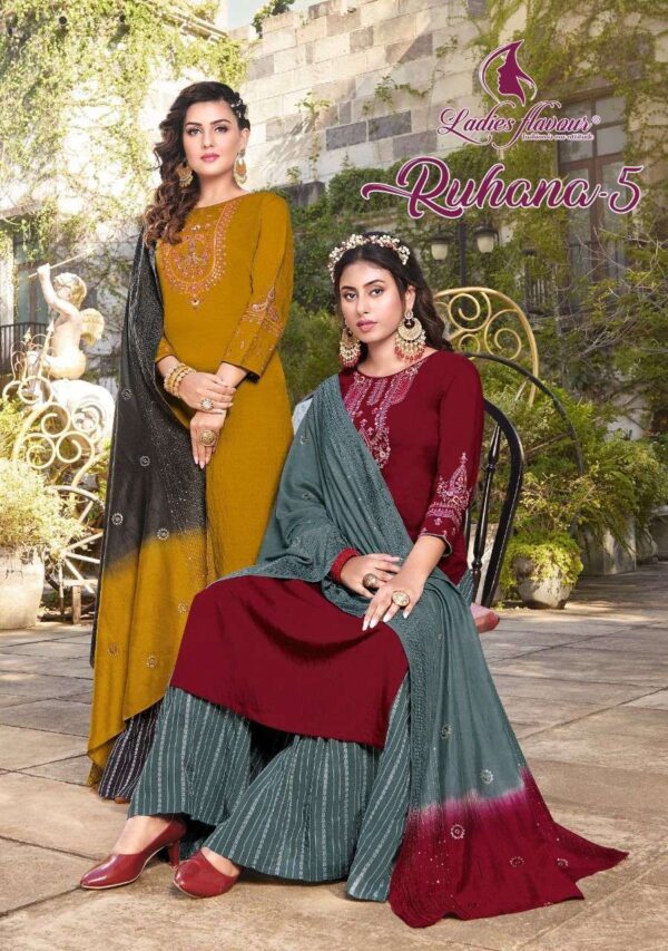 ruhana vol 5 by ladies flavour sharara style kurti collection 2023 01 06 12 55 46