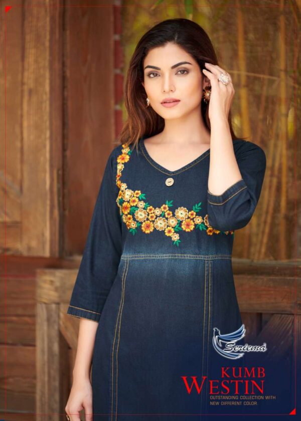 seriema kumb westin 1108 1113 series pure cotton denim fancy look designer kurti catalogue manufacturer surat 1 2023 01 20 14 42 29