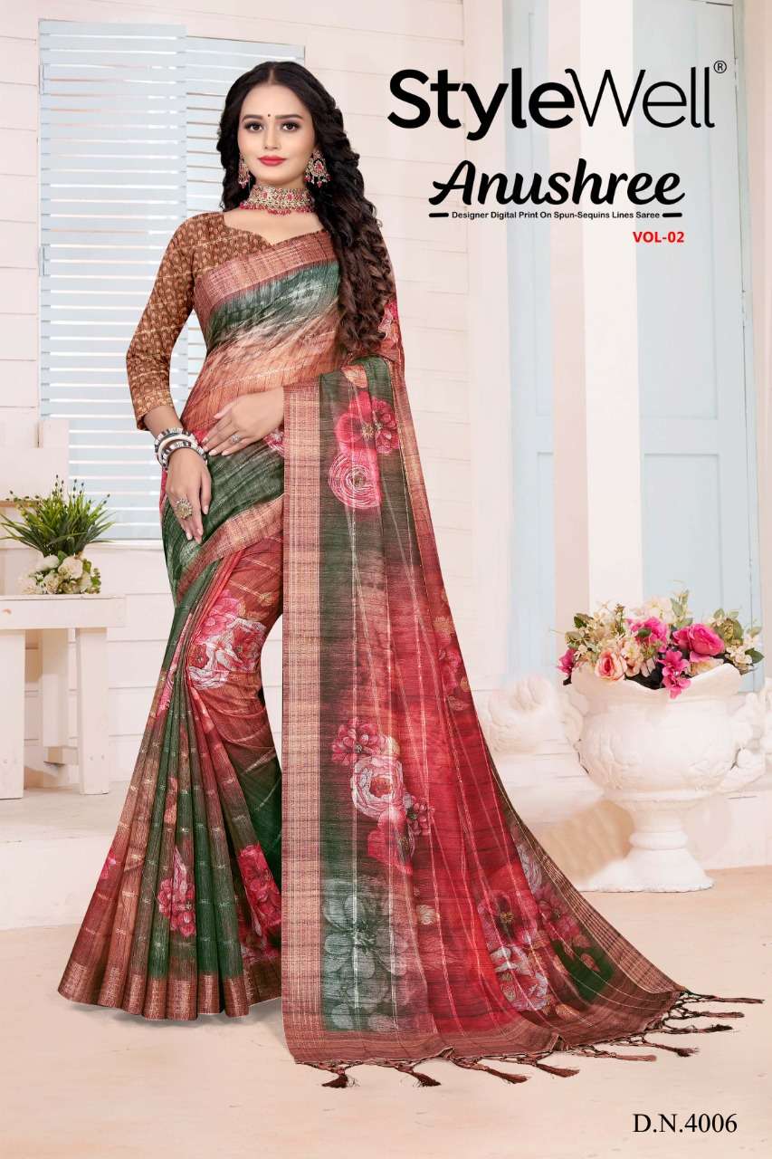 stylewell anushree vol 2 4001 4007 series fancy look designer saree catalogue wholesale price surat 2023 01 23 16 56 15