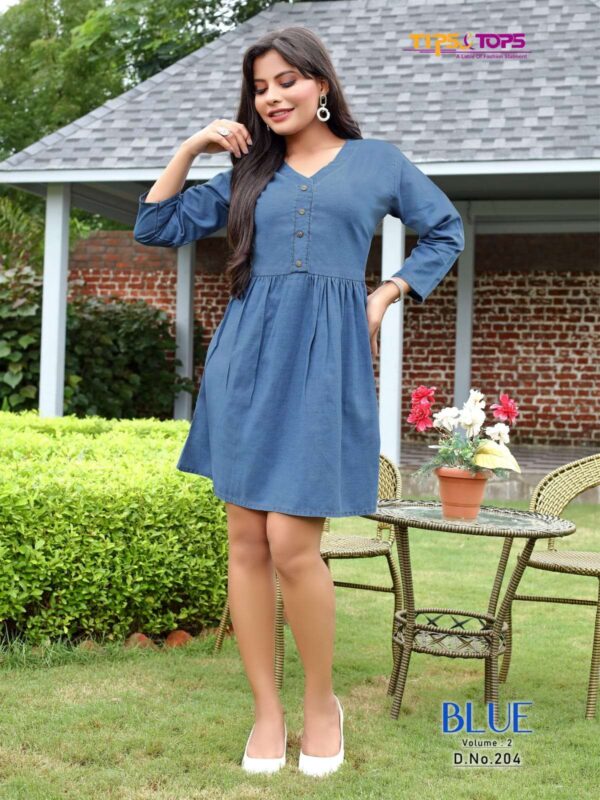 tips and tops blue vol 2 201 206 series cotton denim fancy look designer kurti collection surat 2 2023 01 21 16 46 12