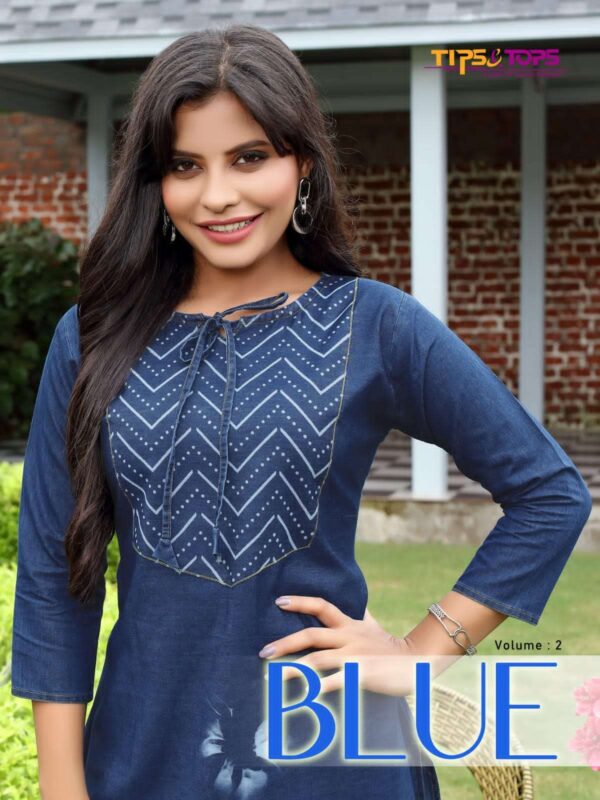 tips and tops blue vol 2 201 206 series cotton denim fancy look designer kurti collection surat 4 2023 01 21 16 46 13