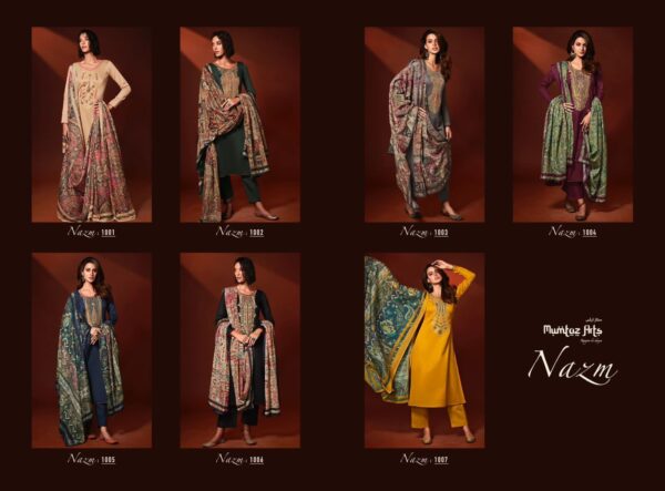 MUMTAZ ARTS NAZM New Catalogue Rehmat Boutique Dress Material  MUMTAZ ARTS NAZM, MUMTAZ ARTS NAZM latest catalogue 2023, MUMTAZ ARTS NAZM single piece, MUMTAZ ARTS NAZM Catalogue price, MUMTAZ ARTS NAZM wholesale price, MUMTAZ ARTS NAZM latest catalogue, MUMTAZ ARTS NAZM suits price, MUMTAZ ARTS NAZM ethnic, MUMTAZ ARTS NAZM indian salwar suit, MUMTAZ ARTS NAZM dress material MUMTAZ-ARTS-NAZM-VISCOSE-JAM-SATIN-EMBROIDERY-SUITS-WHOLESALE-2.jpg-nggid0595078-ngg0dyn-0x0x100-00f0w010c010r110f110r010t010