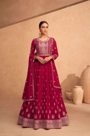 aashirwad creation leela 9485 9488 series real georgette designer party wear gown with dupatta latest catalogue 2023 02 02 15 34 23