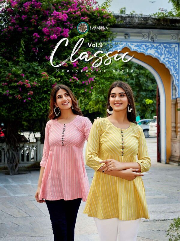 aradhna classic vol 9 9001 9004 series fancy cotton with work designer kurtis catalogue manufacturer surat 1 2023 02 02 17 02 35