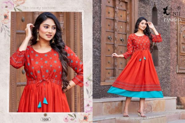 kinti fashion tanisha vol 1 1001 1008 series rayon designer flare style designer kurtis catalogue wholesaler surat 2 2023 02 03 14 44 07