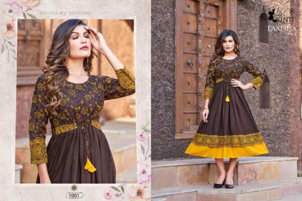 kinti fashion tanisha vol 1 1001 1008 series rayon designer flare style designer kurtis catalogue wholesaler surat 3 2023 02 03 14 44 07