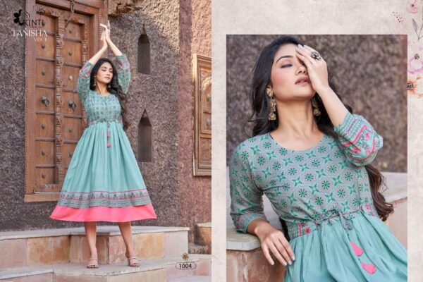 kinti fashion tanisha vol 1 1001 1008 series rayon designer flare style designer kurtis catalogue wholesaler surat 4 2023 02 03 14 44 07