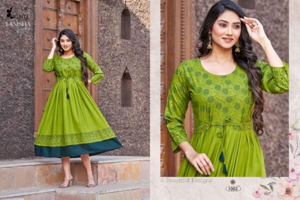 kinti fashion tanisha vol 1 1001 1008 series rayon designer flare style designer kurtis catalogue wholesaler surat 8 2023 02 03 14 44 07