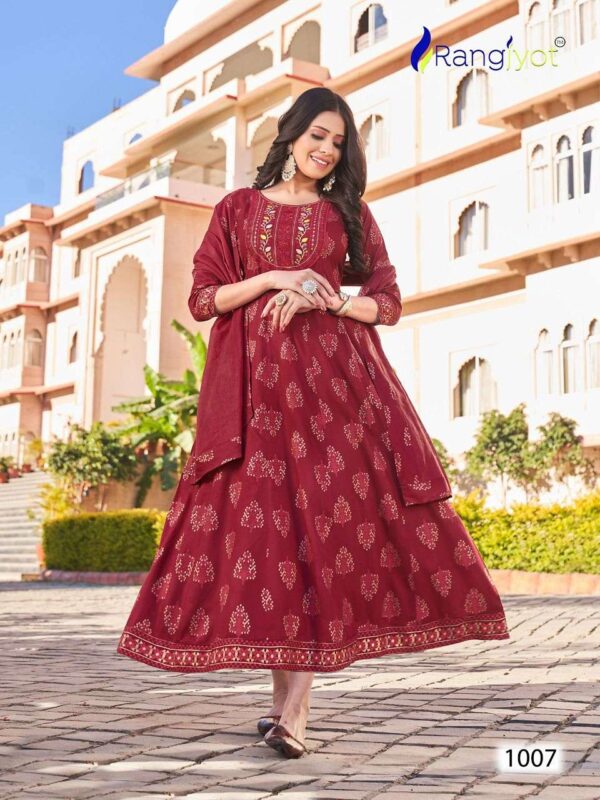 rangjyot janvi 1001 1008 series fancy designer anarkali gown with dupatta catalogue wholesaler surat 2023 02 03 17 29 02