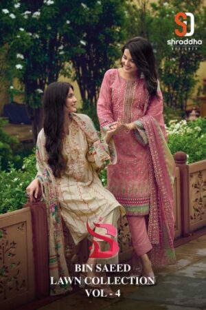 SHRADDHA DESIGNER BIN SAEED LAWN COLLECTION VOL 4 NEW BEAUTIFUL CATALOGUE Rehmat Boutique