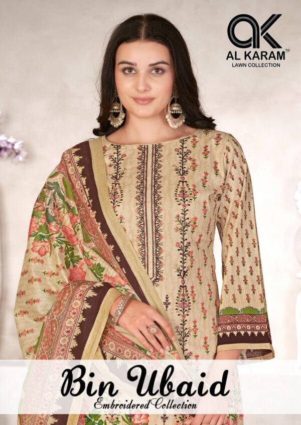 AL KARAM BIN UBAID LAWN KARACHI EMBROIDERY SUITS CATALOGUE 14