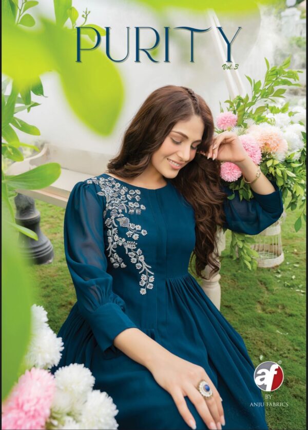 ANJU FABRICS PURITY VOL 3 DESIGNER KURTI WITH PANTS MANUFACTURER SURAT 1