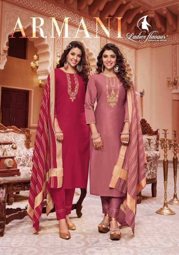 LADIES FLAVOUR ARMANI READYMADE KURTI SET AT WHOLESALE PRICE 6