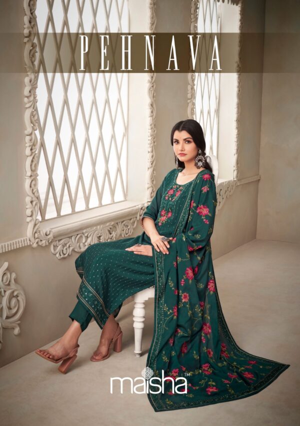 MAISHA PEHNAVA BEAUTIFUL EMBROIDERY SALWAR SUITS WHOLESALER 7