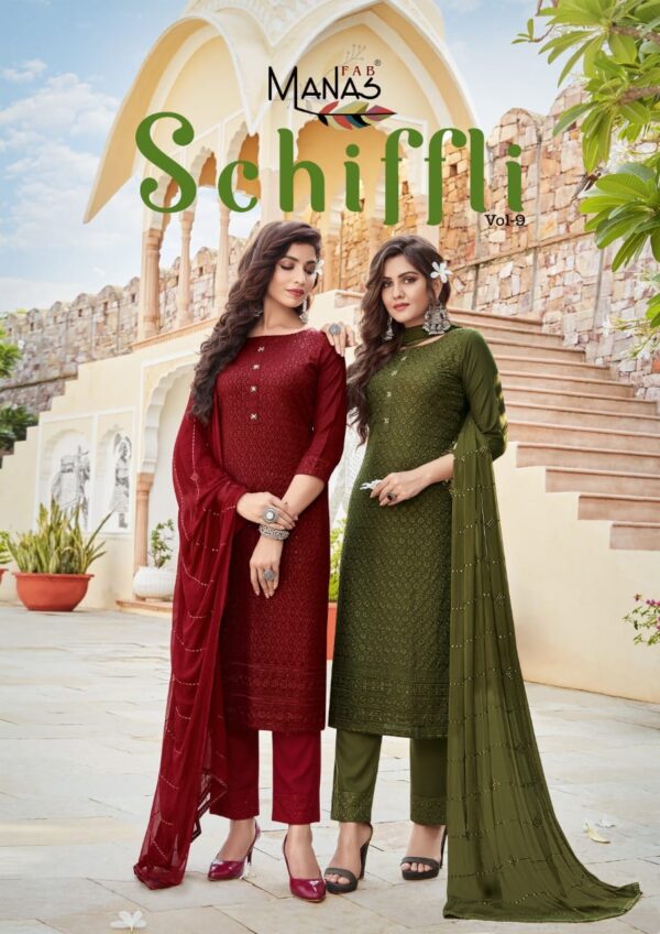 MANAS FAB SCHIFFLI READYMADE KURTI CATALOGUE WHOLESALER IN SURAT 3