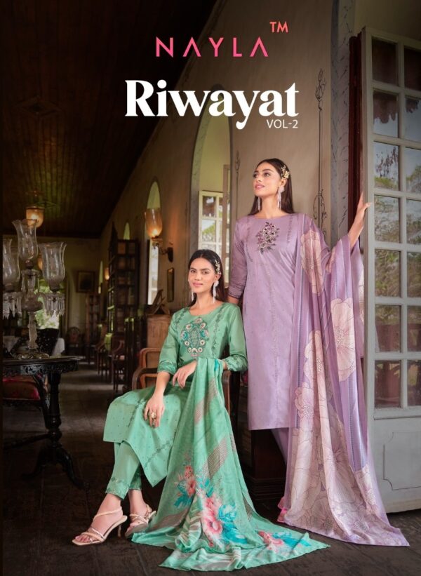 NAYLA RIWAYAT VOL 2 CHANDERI WORK KURTI WHOLESALER IN SURAT 2