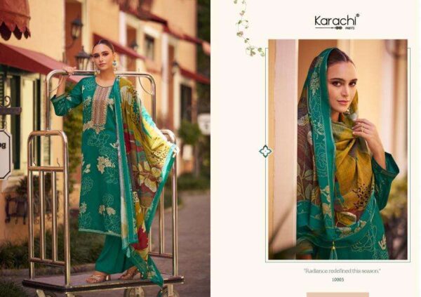 karachi prints aaliyah series 77001-77006 PURE JAM SATIN wholesale salwar kameez in surat - Image 11