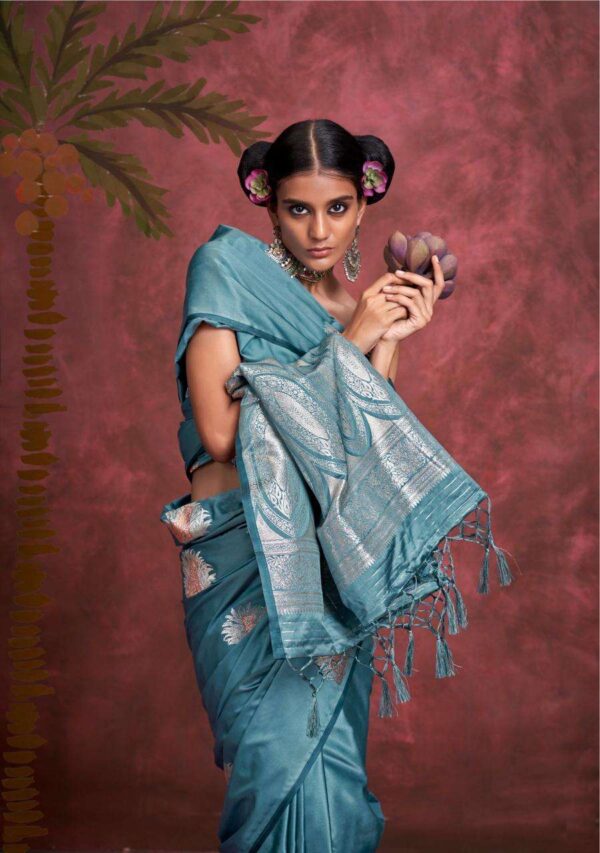 RAJTEX KANTHKALA-PANTHER TONE TO TONE SATIN  wholesale saree in surat - Image 6
